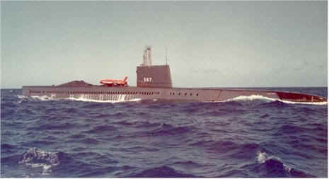 USS Halibut with test bird - image