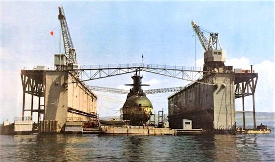 AFDB-7 in Holy Loch with boat